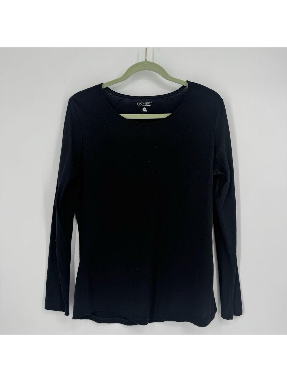 Segments shirt top womens large L black  merino wool base layer hiking outdoor